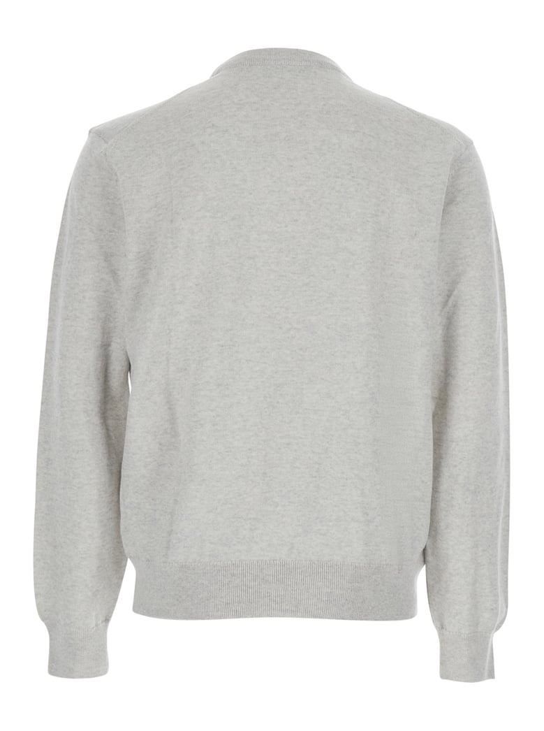 grey crew neck sweater with fox patch by Selfnex
