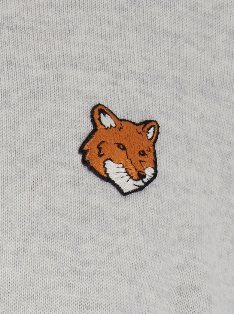 grey crew neck sweater with fox patch by Selfnex