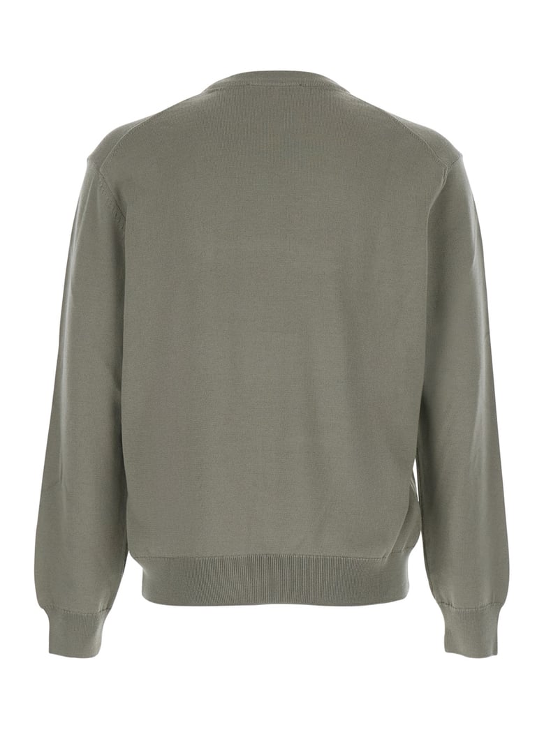 green crew neck sweater with fox patch by Selfnex