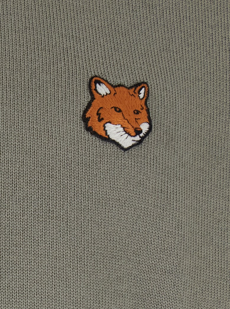 green crew neck sweater with fox patch by Selfnex