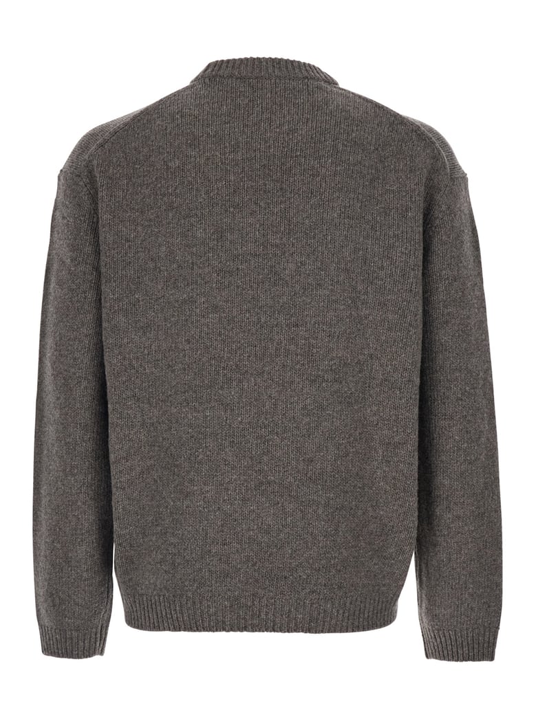 grey crewneck sweater with logo embroidery by Selfnex