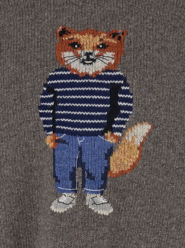 grey crewneck sweater with logo embroidery by Selfnex