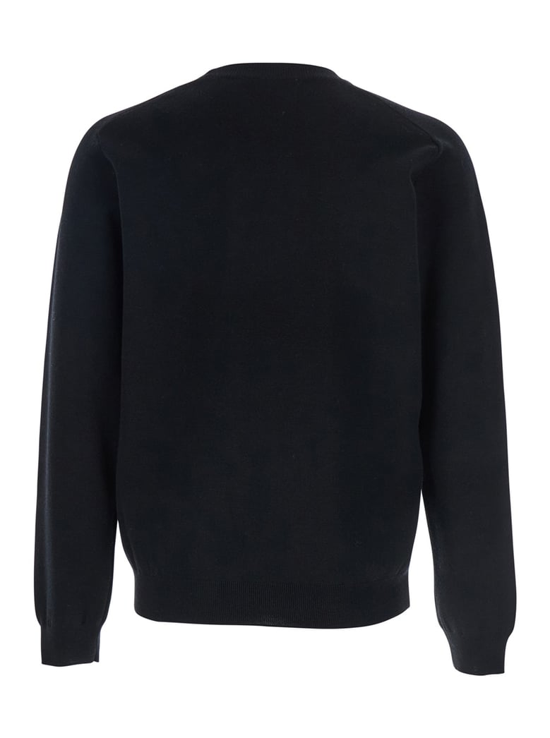 black crew neck sweater with fox patch by Selfnex
