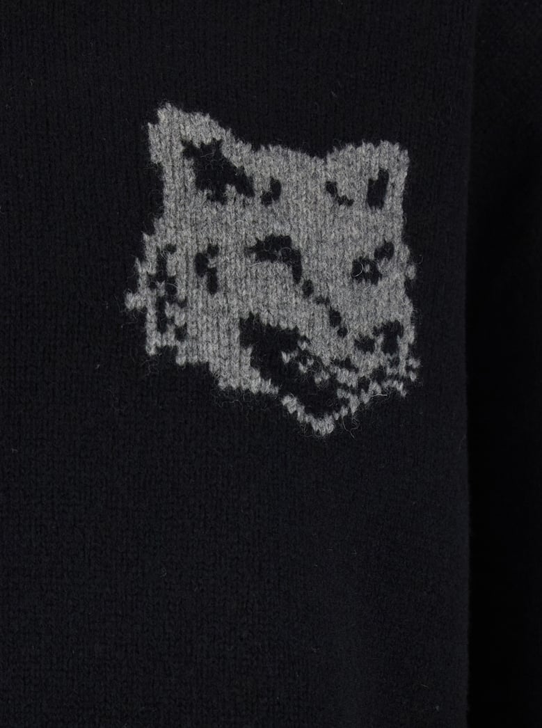 black crewneck sweater with logo embroidery by Selfnex