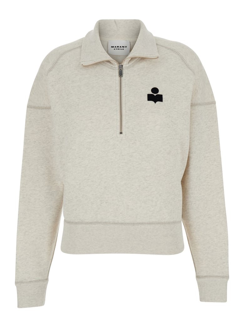 white sweatshirt with stand-up collar by Selfnex