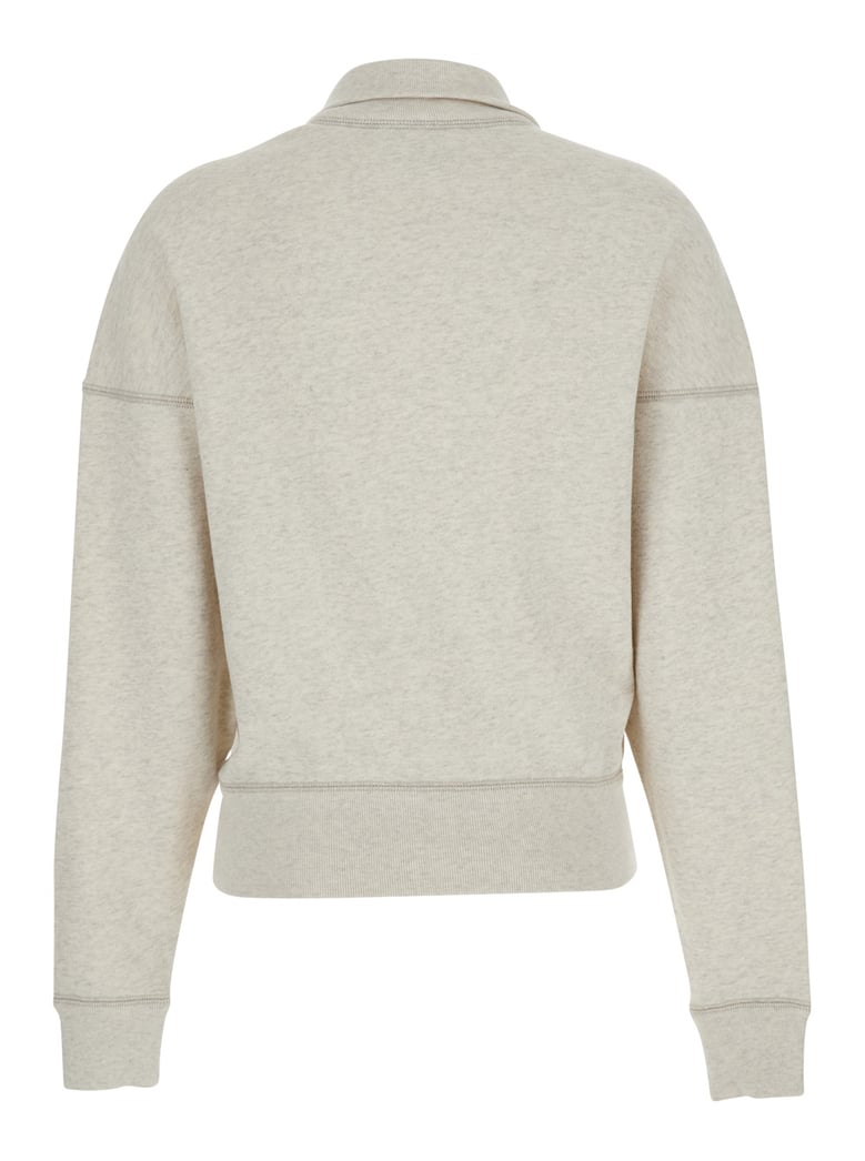 white sweatshirt with stand-up collar by Selfnex