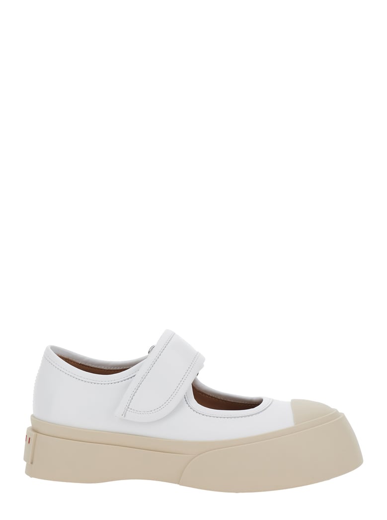 white sandals with touch-strap closure by Selfnex