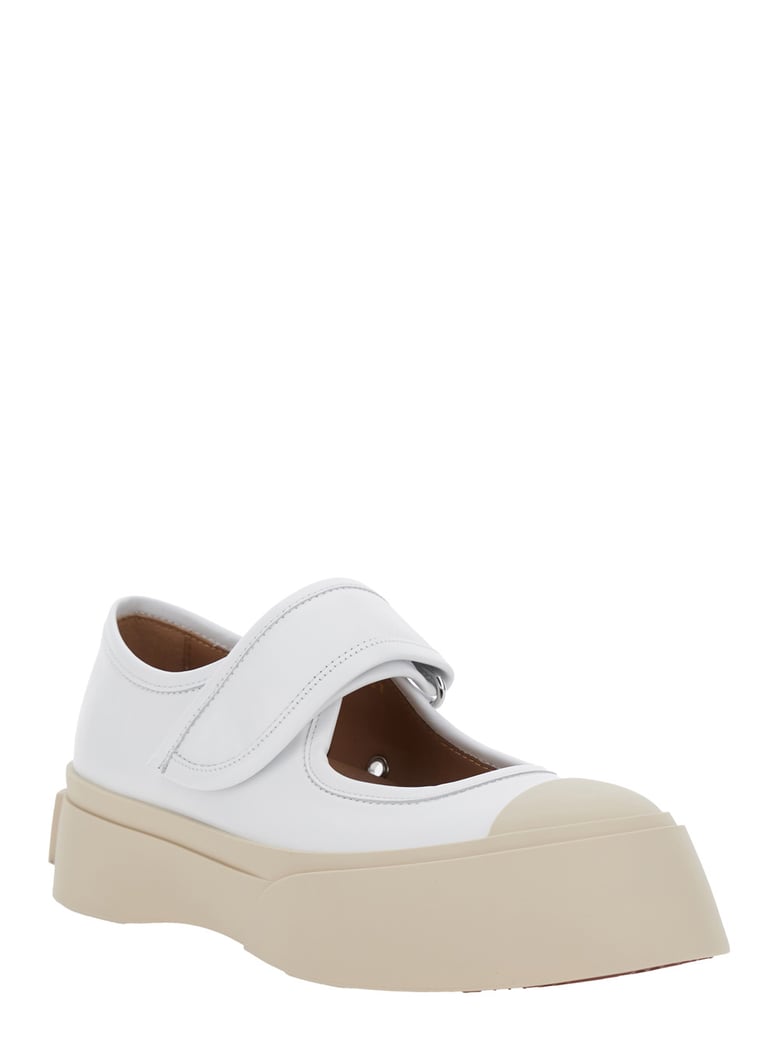 white sandals with touch-strap closure by Selfnex