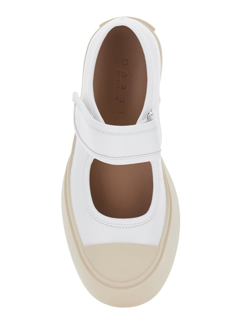 white sandals with touch-strap closure by Selfnex