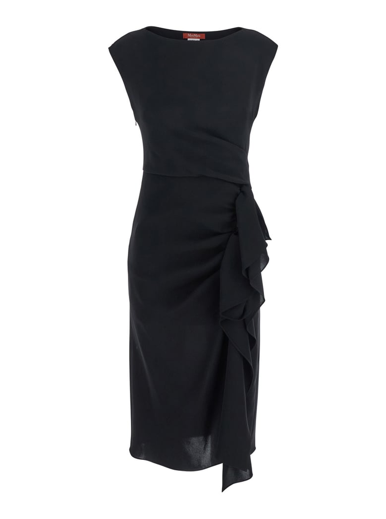 'aia' black dress with boat neckline by Selfnex