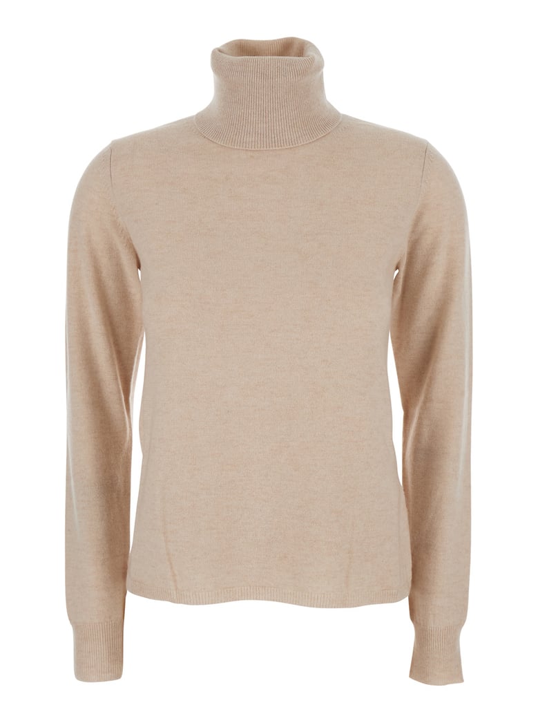 beige wool sweater with turtleneck by Selfnex