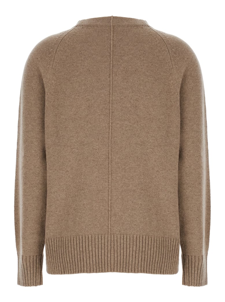beige crewneck cashmere sweater with detail by Selfnex