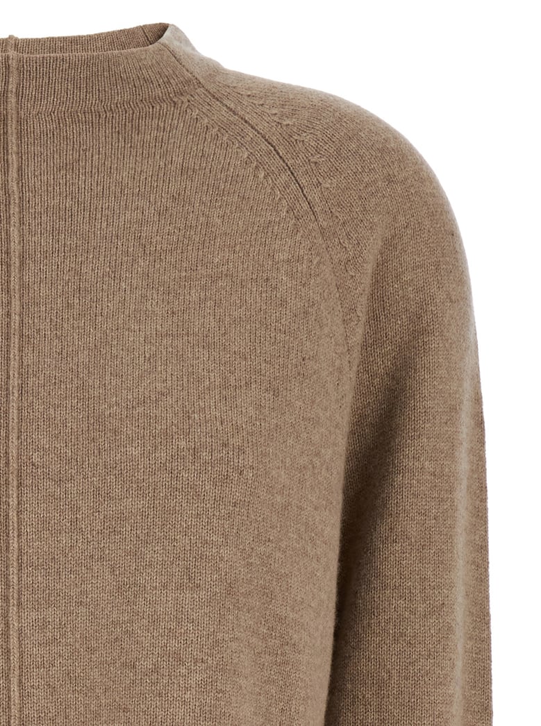 beige crewneck cashmere sweater with detail by Selfnex