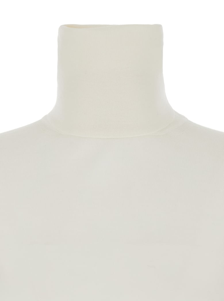 white high neck wool sweater by Selfnex