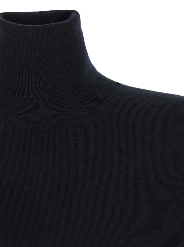 'adda' black high neck cashmere sweater by Selfnex