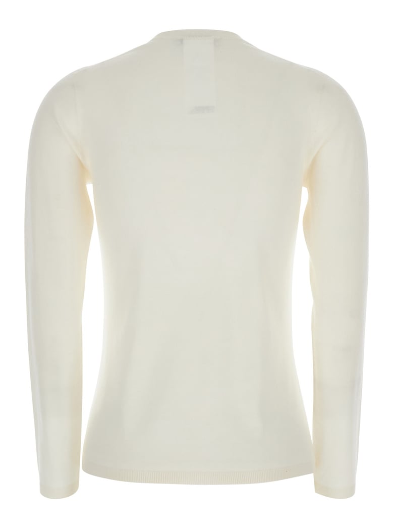 white cashmere v-neck sweater by Selfnex
