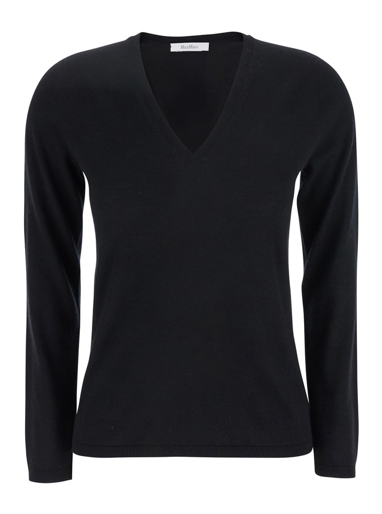 black cashmere v-neck sweater by Selfnex