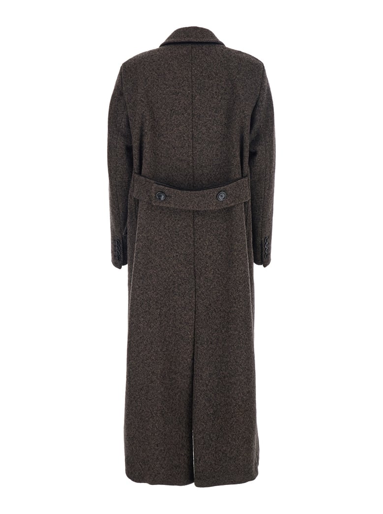brown double-breasted coat with peak revers by Selfnex