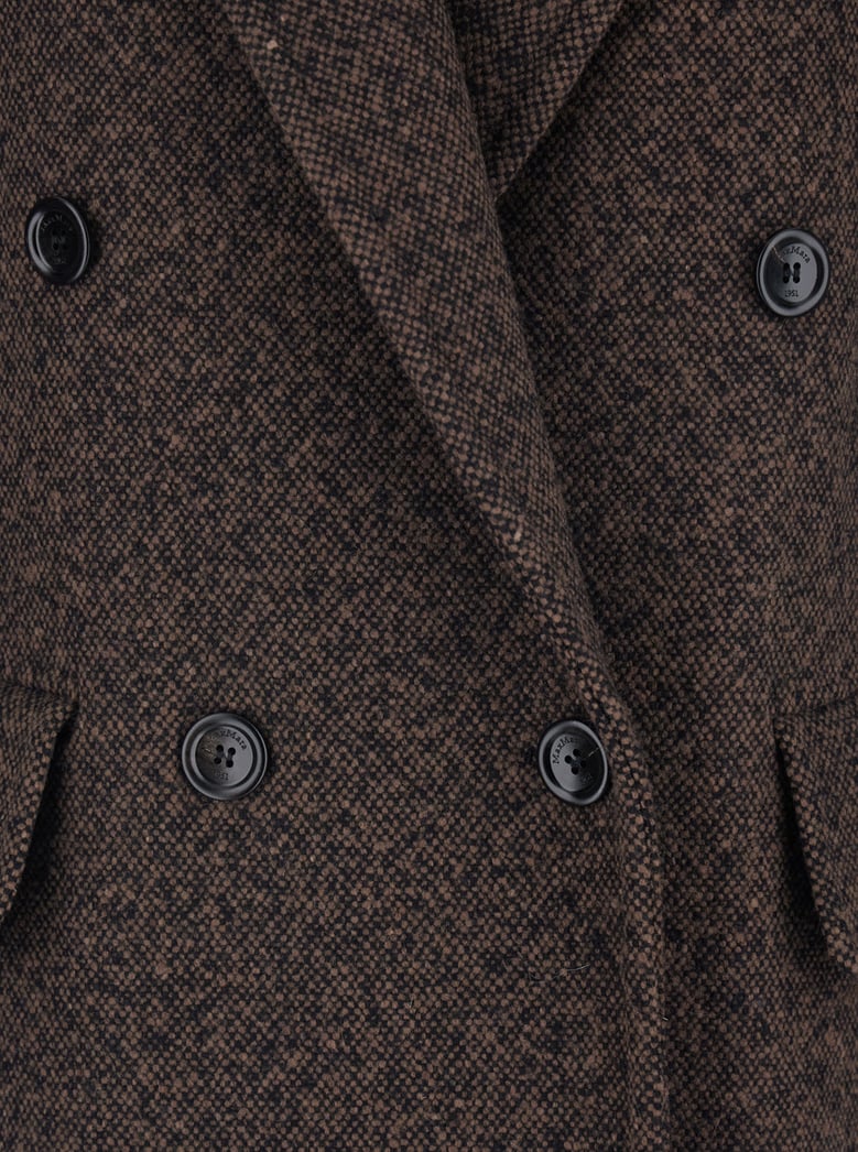 brown double-breasted coat with peak revers by Selfnex
