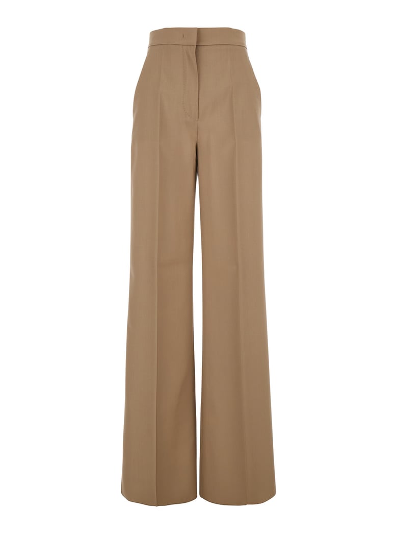 beige pants with wide leg and logo by Selfnex