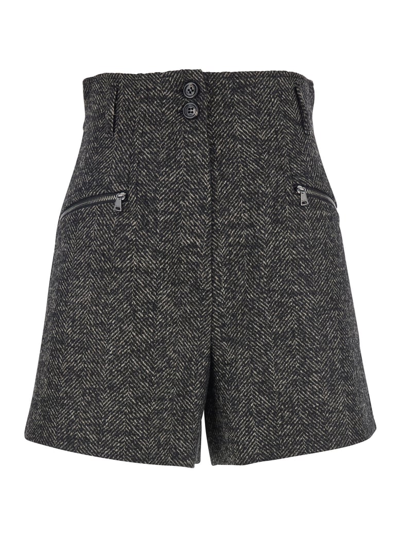 brown virgin wool blend shorts by Selfnex