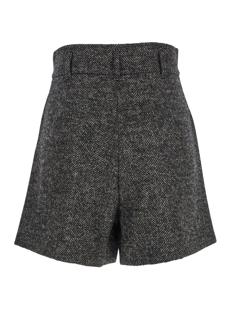 brown virgin wool blend shorts by Selfnex
