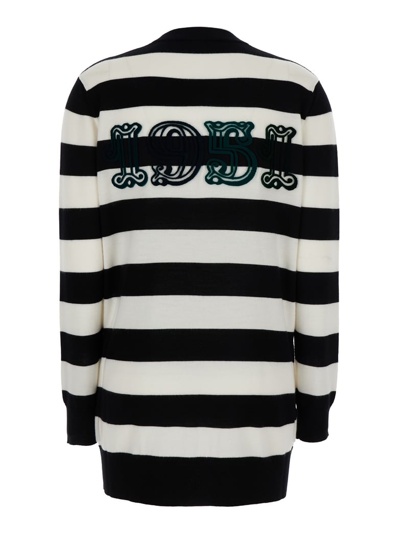 black and white wool cardigan with embroidery by Selfnex