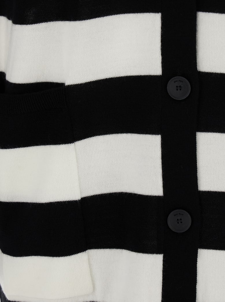 black and white wool cardigan with embroidery by Selfnex