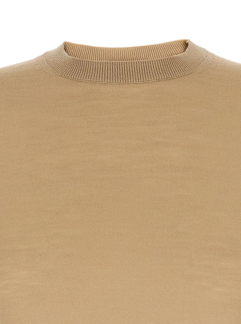 beige crewneck sweater with short sleeves by Selfnex