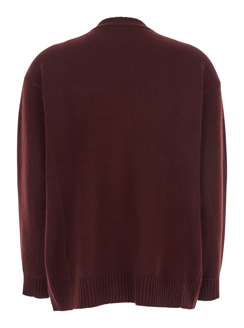 bordeaux crew neck sweater with embroidery by Selfnex