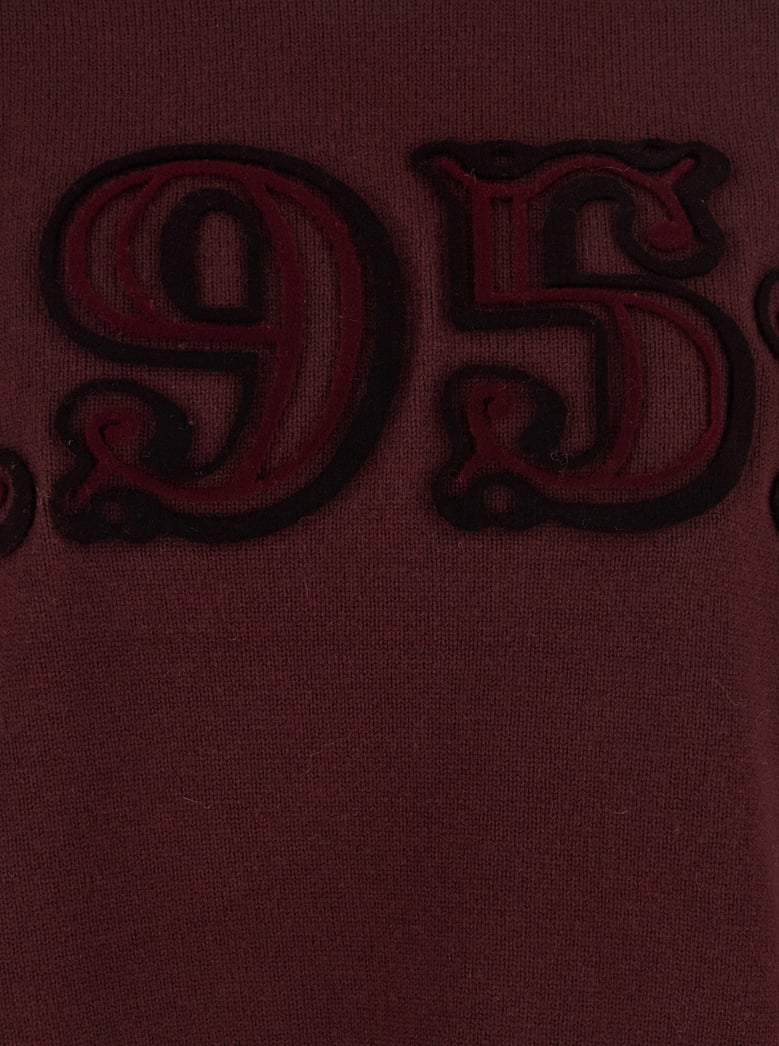 bordeaux crew neck sweater with embroidery by Selfnex