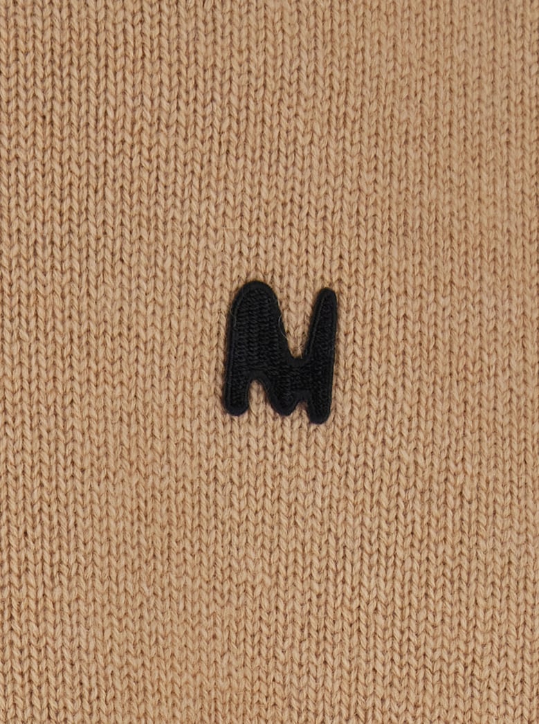 beige crew neck sweater with front logo by Selfnex