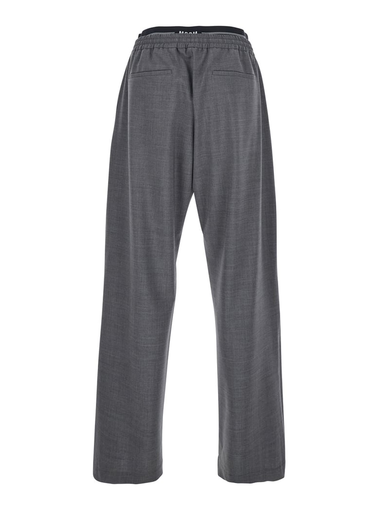grey elastic drawstring waist pants by Selfnex