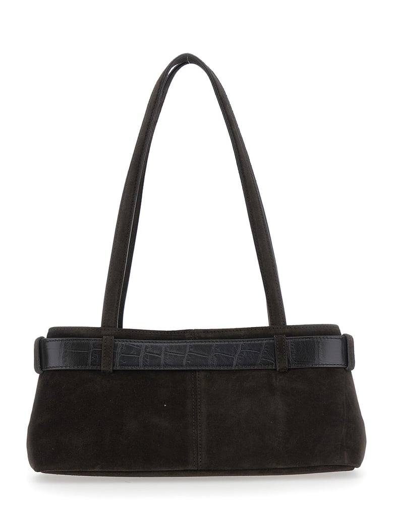 brown shoulder bag with belt and pendant by Selfnex