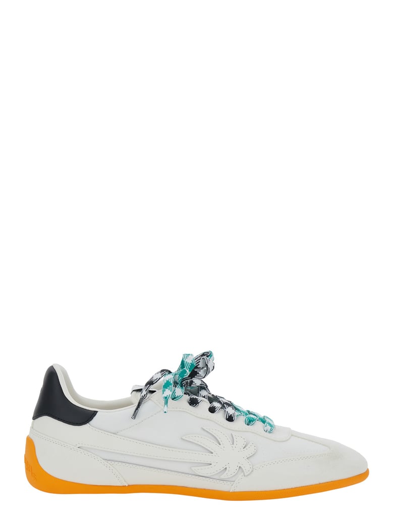 white low top sneakers with logo patch by Selfnex