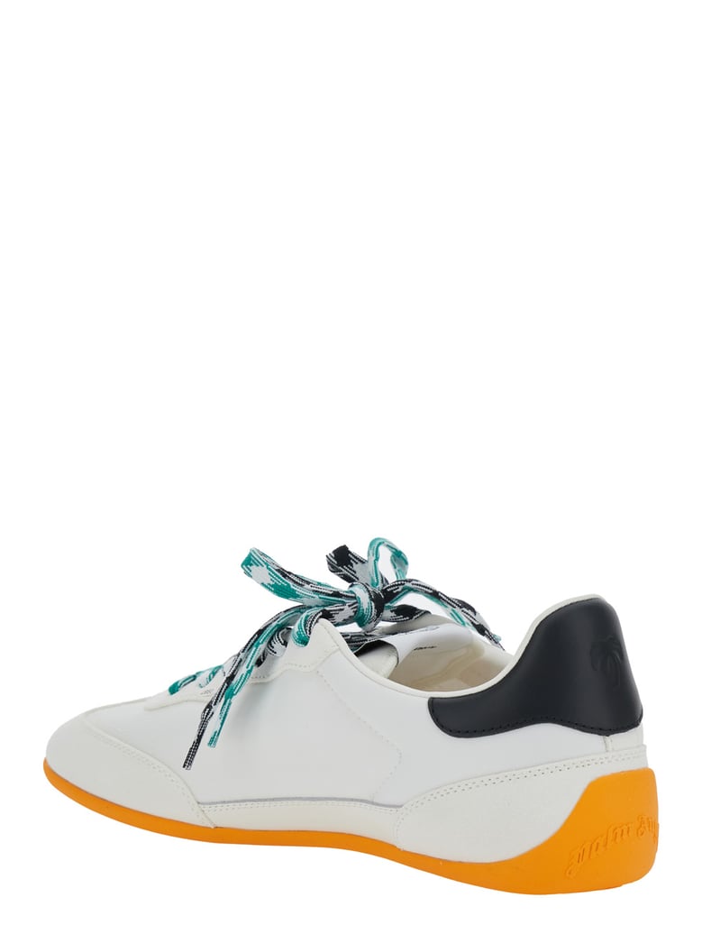 white low top sneakers with logo patch by Selfnex
