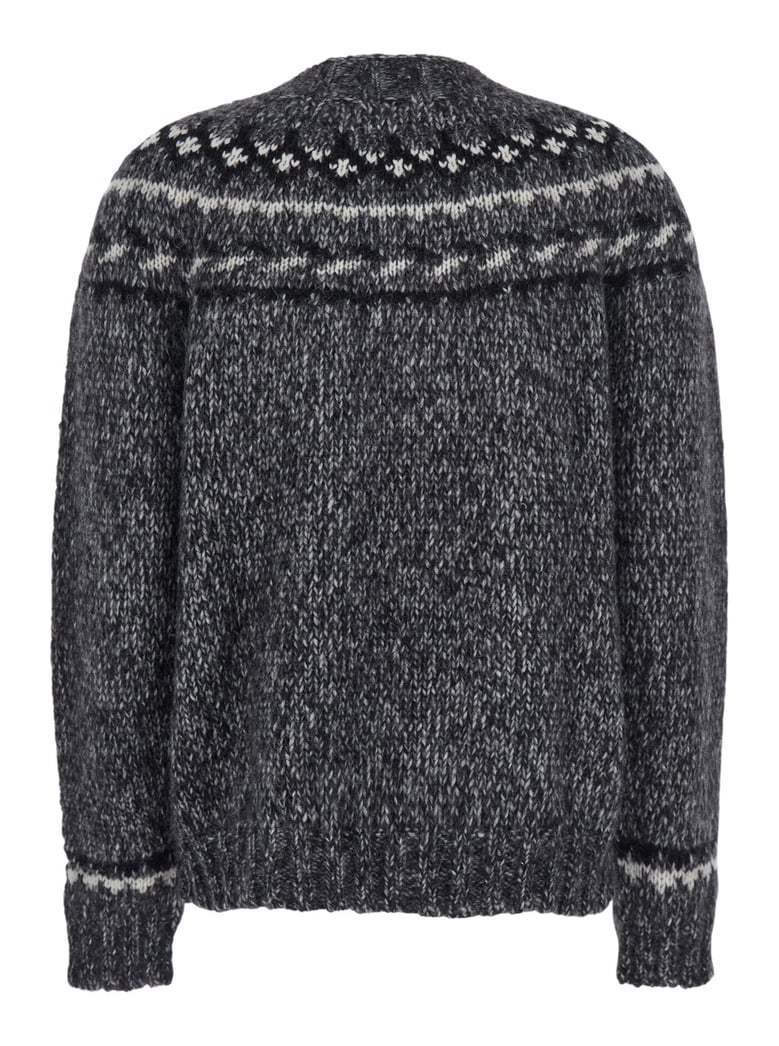 grey crewneck sweater in wool blend by Selfnex