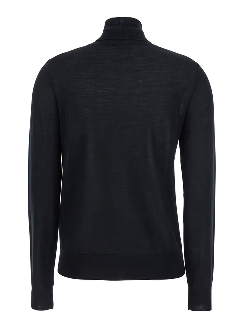 black turtleneck sweater in wool blend by Selfnex