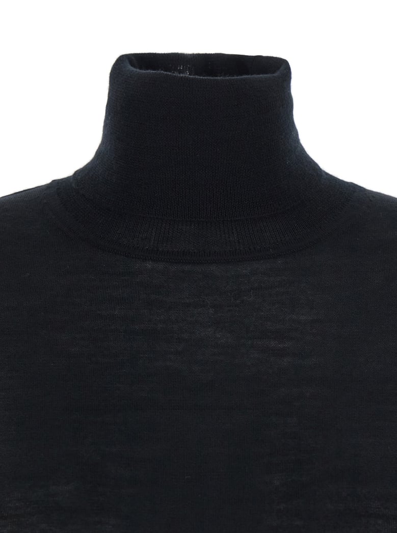 black turtleneck sweater in wool blend by Selfnex