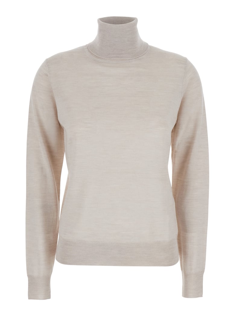 beige turtleneck sweater by Selfnex
