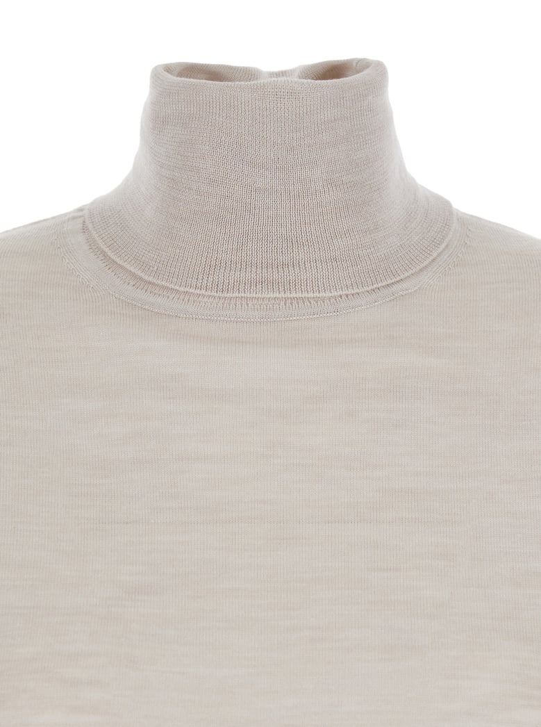beige turtleneck sweater by Selfnex