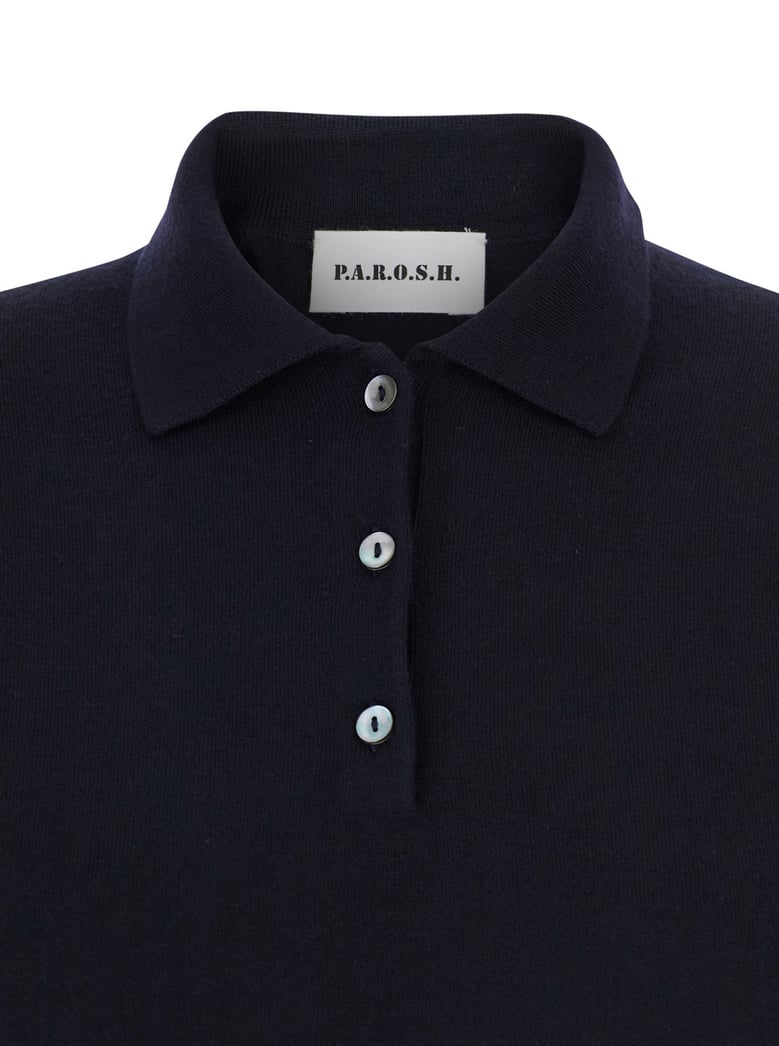 blue polo shirt with classic collar by Selfnex