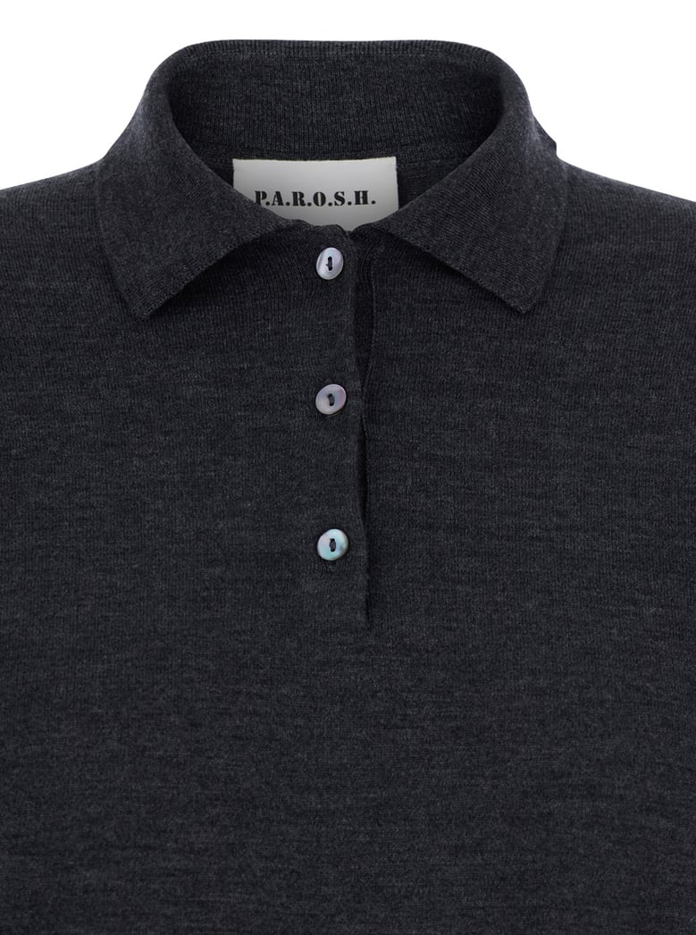 grey polo shirt with classic collar by Selfnex