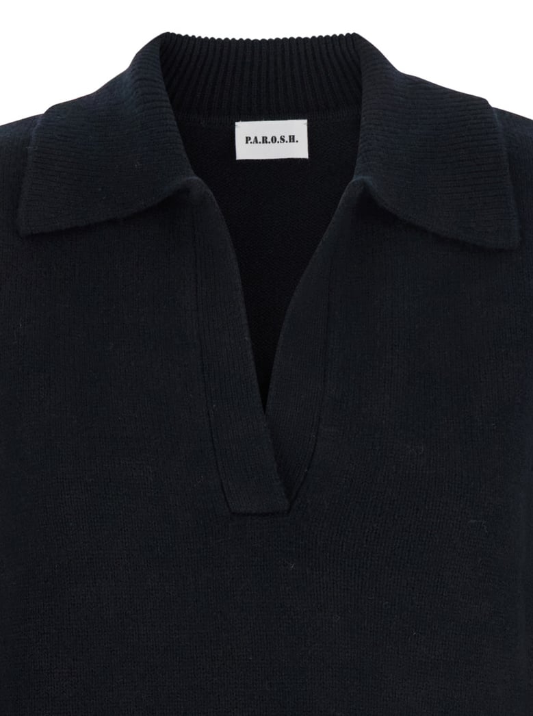 black sweater with polo collar by Selfnex
