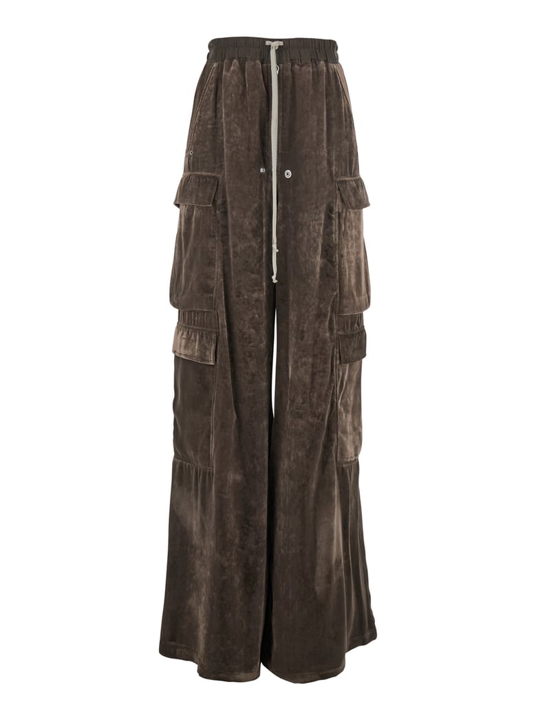 brown cargo pants with drawstring waist by Selfnex