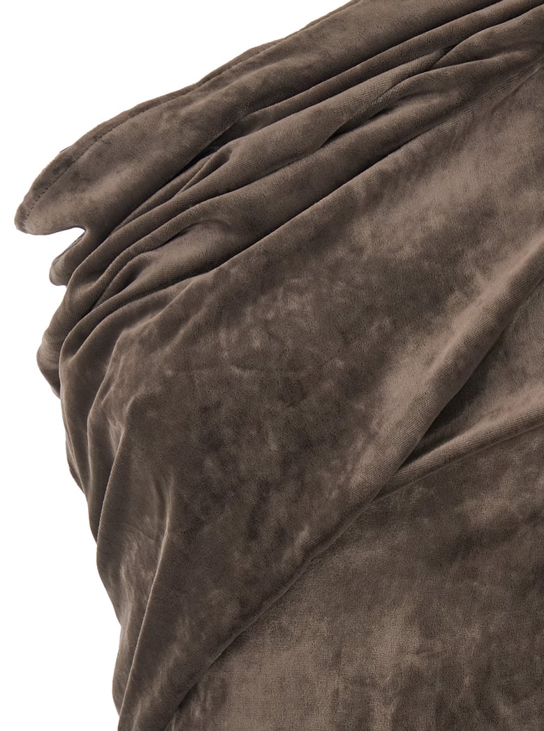 brown asymmetric long dress with slit by Selfnex