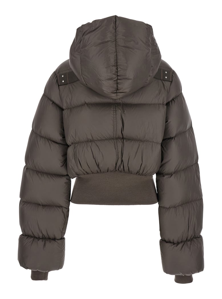 brown down jacket with crop design by Selfnex