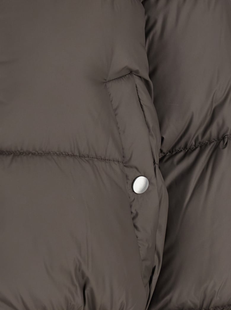 brown down jacket with crop design by Selfnex