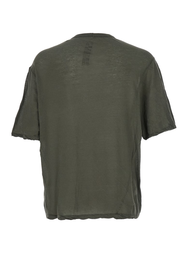 green crewneck t-shirt with rear stitching by Selfnex