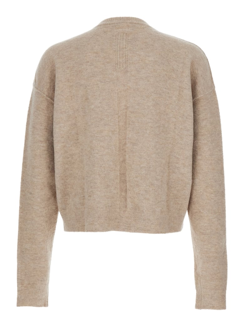 beige wool blend v neck sweater by Selfnex